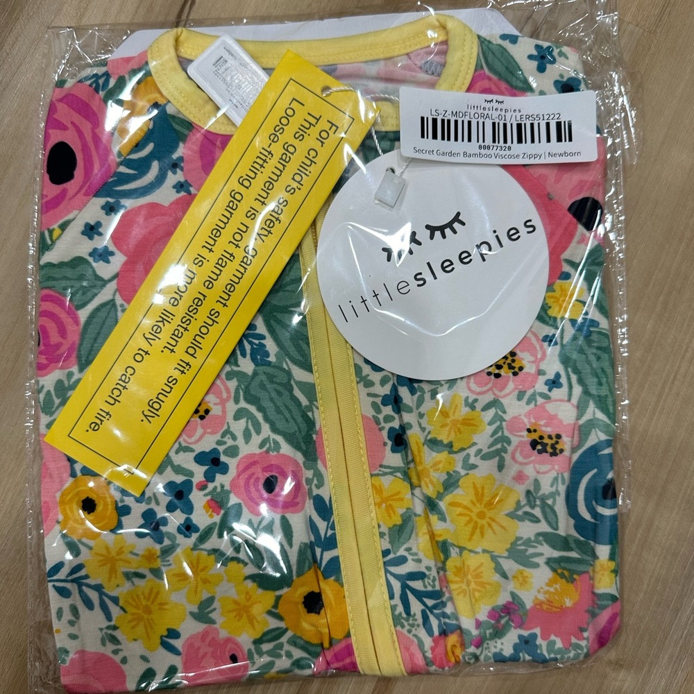 NIB Little Sleepies Secret Garden Newborn Zippy